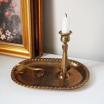 Vintage gimbal candlestick holder | Gimbal brass candlestick holder | Antique brass candle holder | Vintage ship candlestick holder