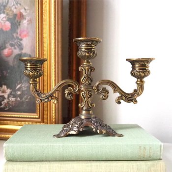 Vintage three arm candelabra | Ornate candelabra | Three arm candlestick holder | Vintage candelabrum | Small candelabrum