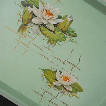 Vintage floral serving tray | Water lily tin tray | Large vintage tray | Retro tray | Made in England | Floral serving tray