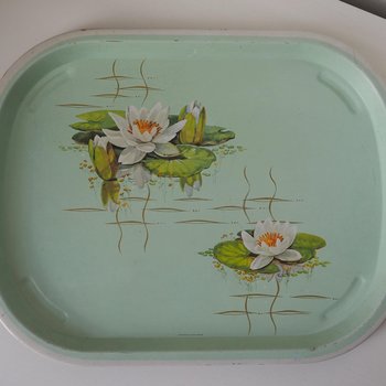 Vintage floral serving tray | Water lily tin tray | Large vintage tray | Retro tray | Made in England | Floral serving tray