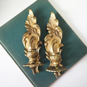 Pair of vintage candle sconces | Vintage wall sconces | Vintage candle sconces | Wall candle sconce pair