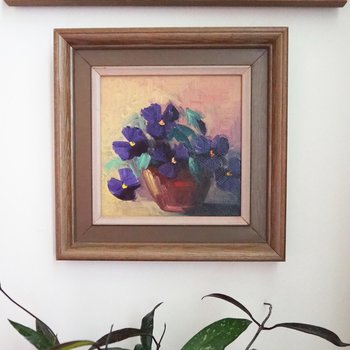 Vintage painting | Vintage flower painting | Finnish floral wall art | Framed vintage art | Small vintage painting | Vintage wall art