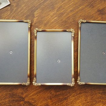 Set of three vintage brass photo frames | Brass photo frames | Vintage brass picture frames | Matching vintage frames