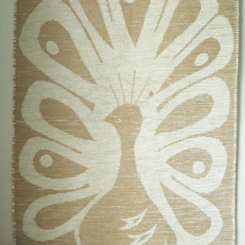 Vintage wall hanging | Peacock wall tapestry | Beige wall hanging | Vintage wall tapestry | Finnish wall tapestry | Peacock wall hanging