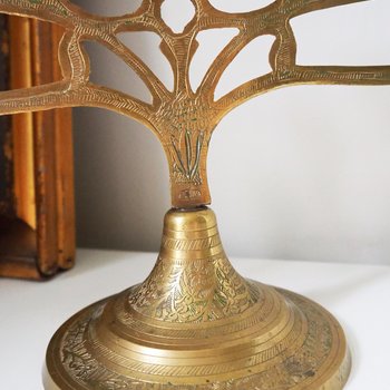 Vintage brass candelabrum | Brass candelabra | Seven arm brass candlestick holder | Etched brass candelabrum | Made in India