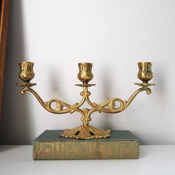 Vintage brass candelabra | Brass candelabra | Three arm brass candlestick holder | Three arm candelabra | Kupittaan Valaisin candle holder