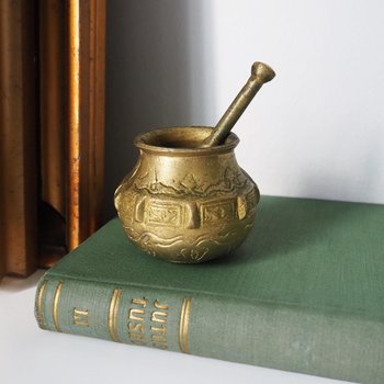 Vintage brass mortar and pestle | Vintage brass mortar | Decorative brass mortar | Small brass mortar