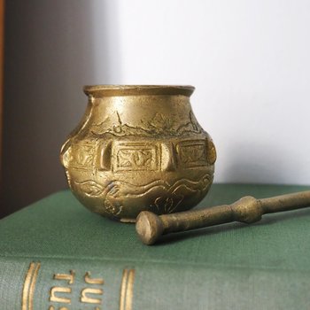 Vintage brass mortar and pestle | Vintage brass mortar | Decorative brass mortar | Small brass mortar