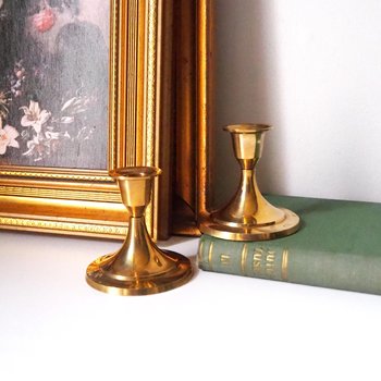 Pair of vintage candlestick holders | Brass candlestick holders | Simple brass candlestick holders | Brass candle holders