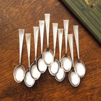 Set of ten vintage teaspoons | Small silver plated teaspoons | Matching teaspoon set | Vintage alpacca teaspoons