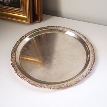 Vintage silver plated tray | Vintage silver platter | Vintage serving tray | Ornate serving tray | Silver plated tray Amy