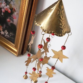 Vintage wind chime | Vintage brass wind chime | Brass wind chime | Angel wind chime with bells | Vintage Christmas decor