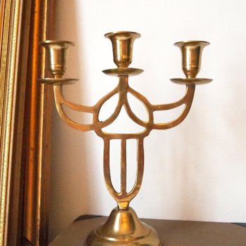 Vintage three arm candelabrum | Vintage brass candelabrum | Three arm candlestick holder | Vintage candelabra | Art nouveau candelabrum