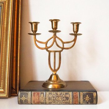 Vintage three arm candelabrum | Vintage brass candelabrum | Three arm candlestick holder | Vintage candelabra | Art nouveau candelabrum