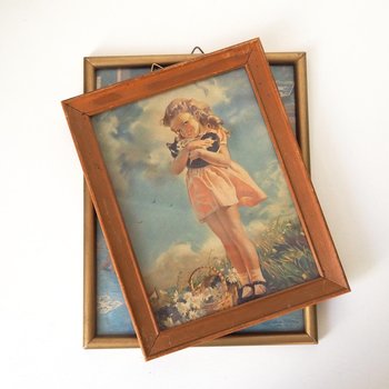 Vintage wall art set | Framed vintage prints for a nursery or a little girl's room | Vintage prints | Framed vintage prints